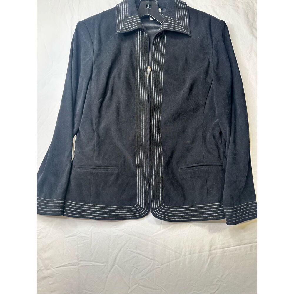St. John Sport vintage Black Suede Style Full Zip Jacket, Size Small